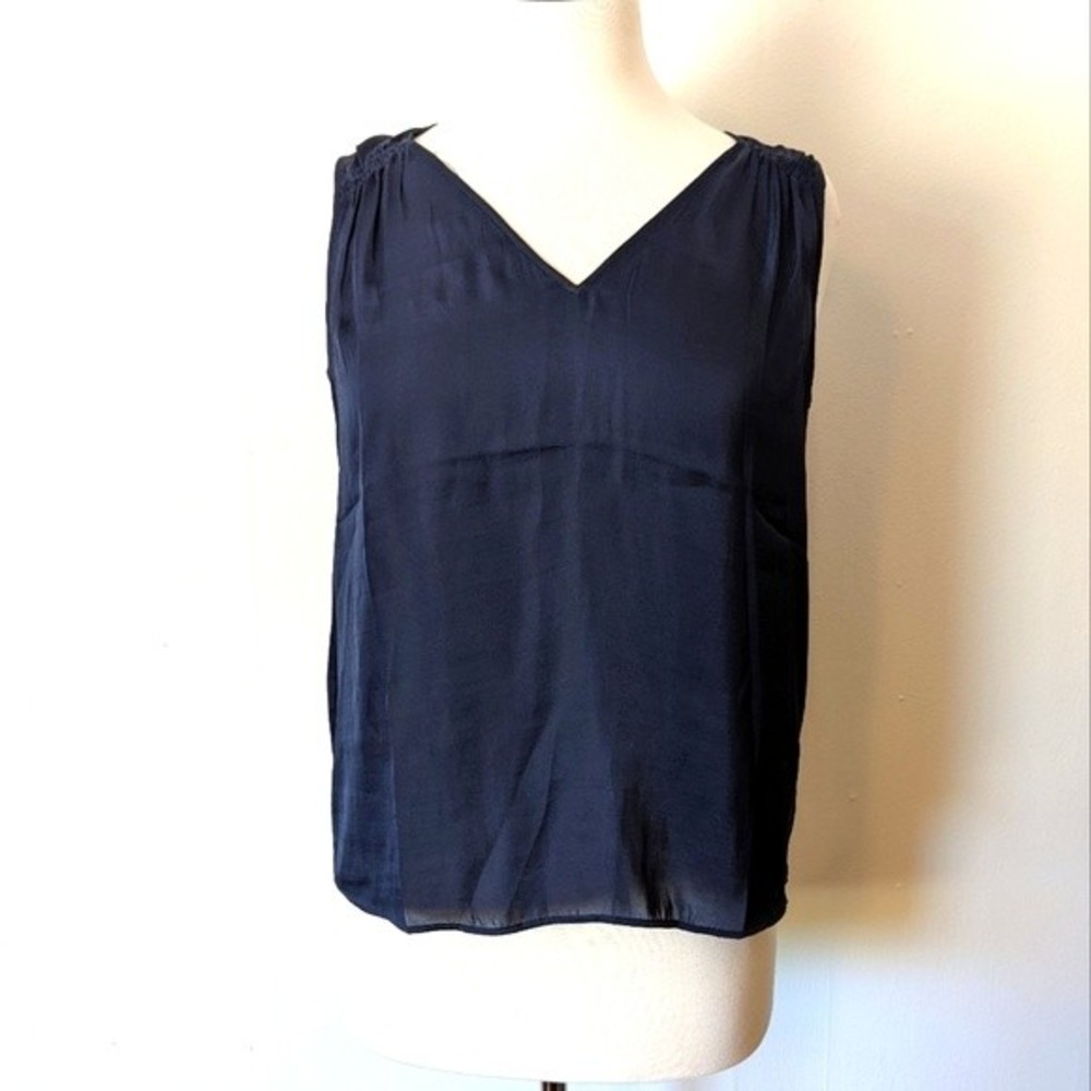 NWT Banana Republic Navy Faux Silk Blouse
